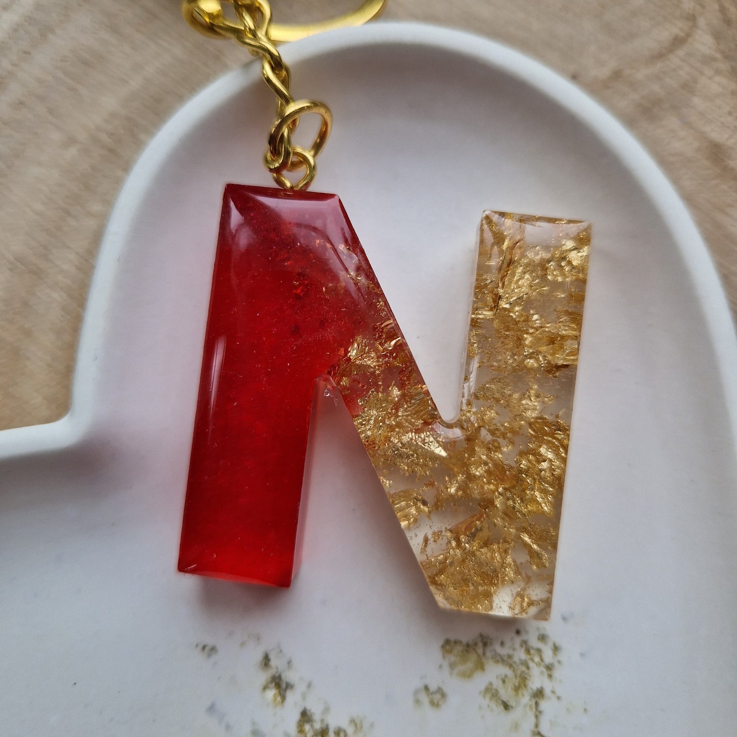 Resin Initial Keyring - Letter N