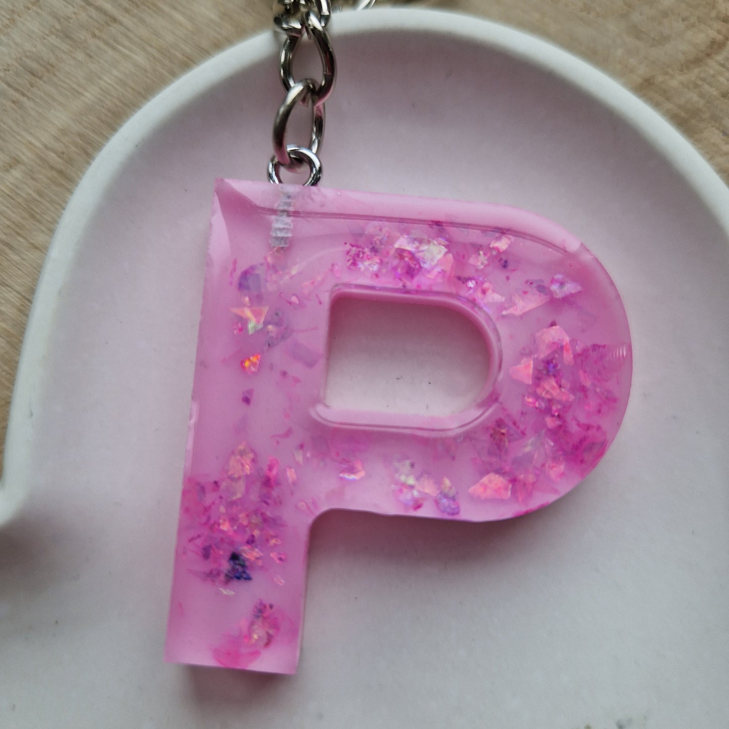 Resin Initial Keyring - Letter P
