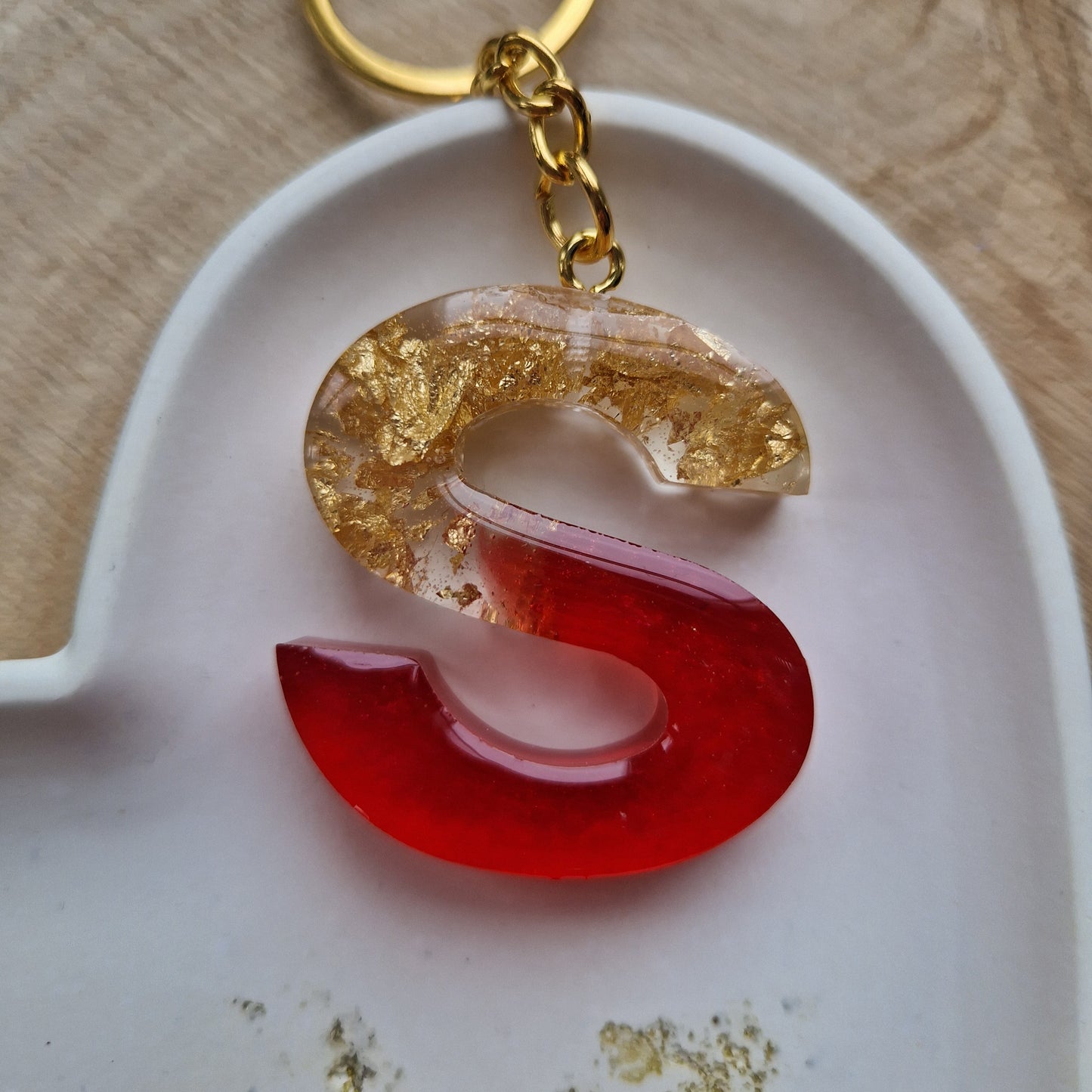 Resin Initial Keyring - Letter S