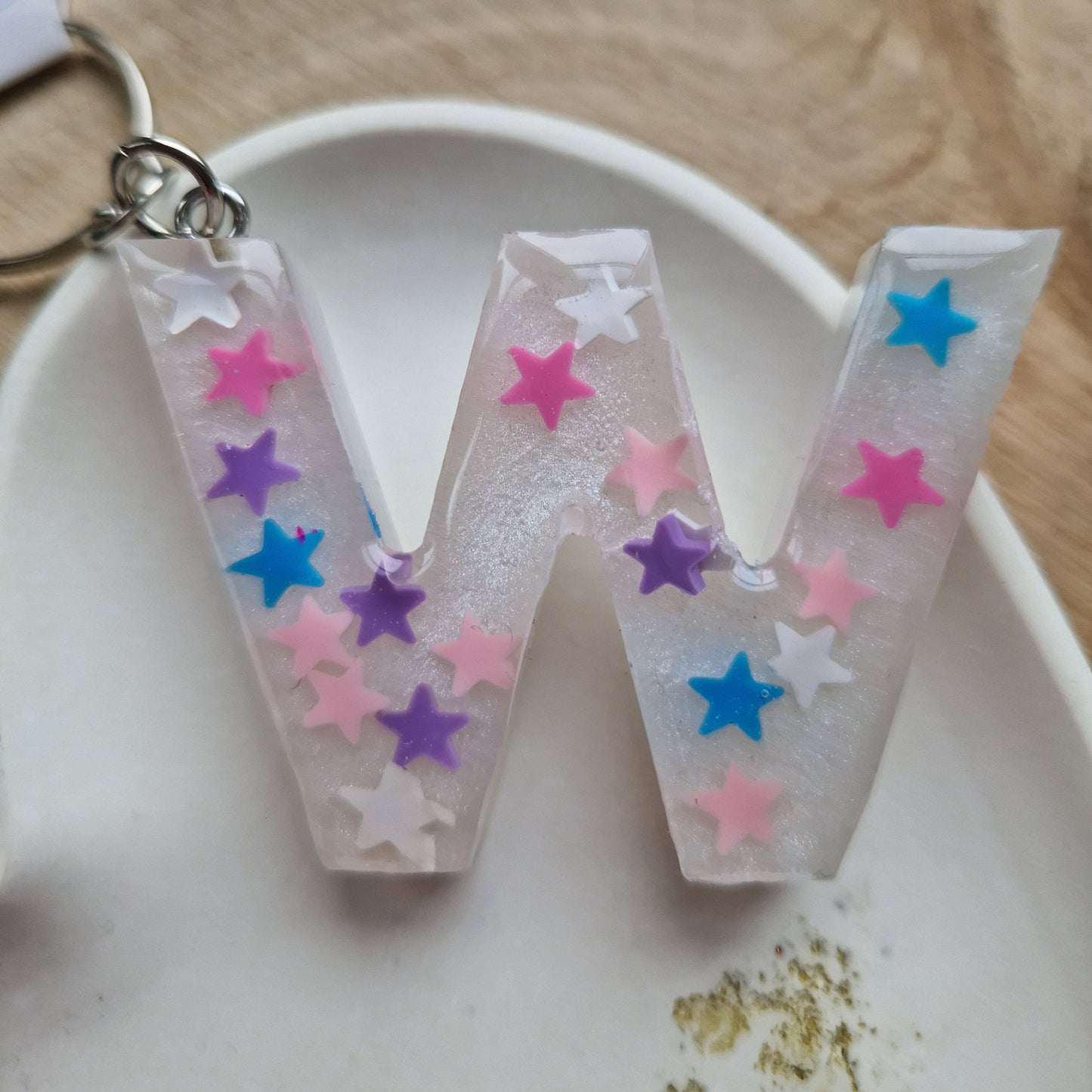 Resin Initial Keyring - Letter W