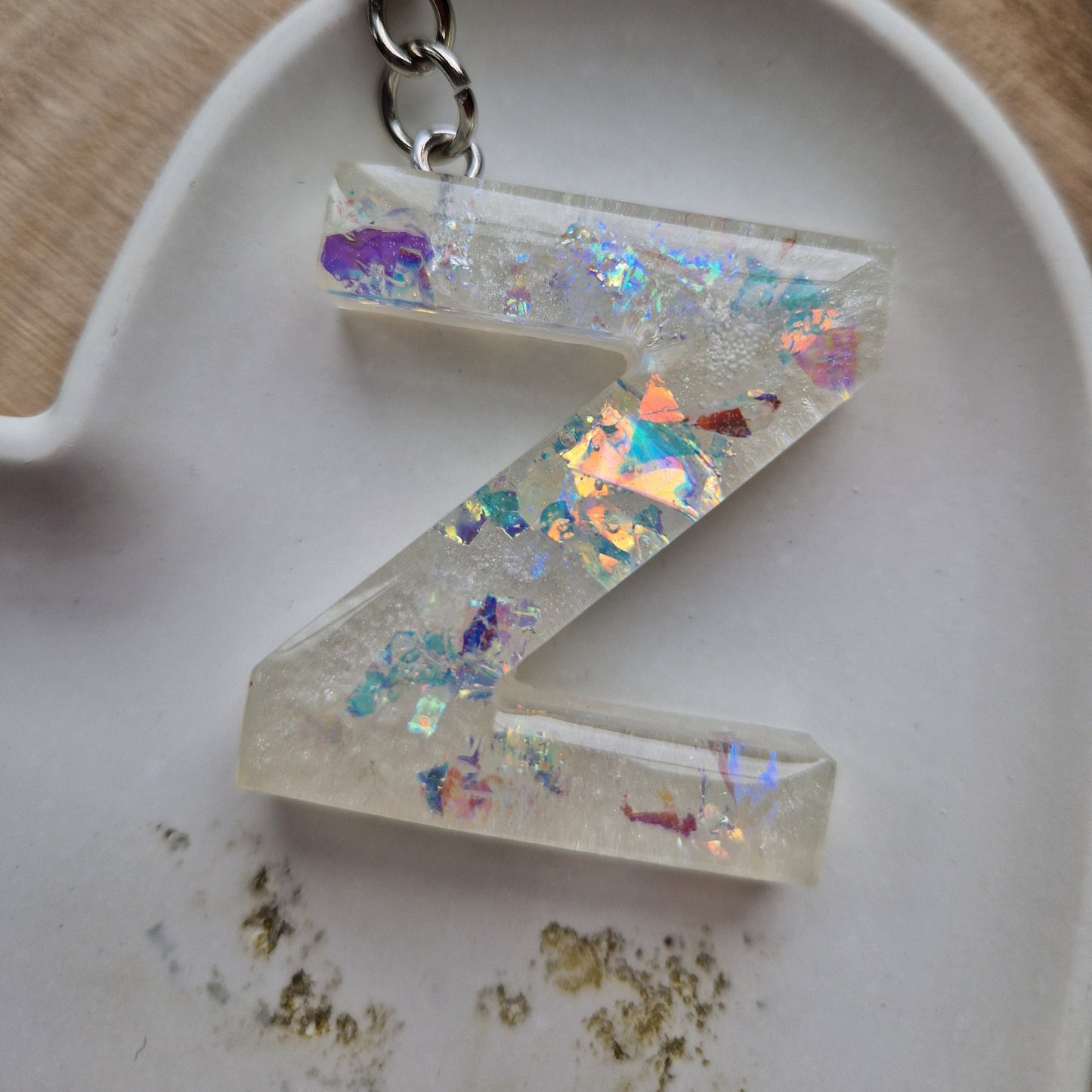 Resin Initial Keyring - Letter Z