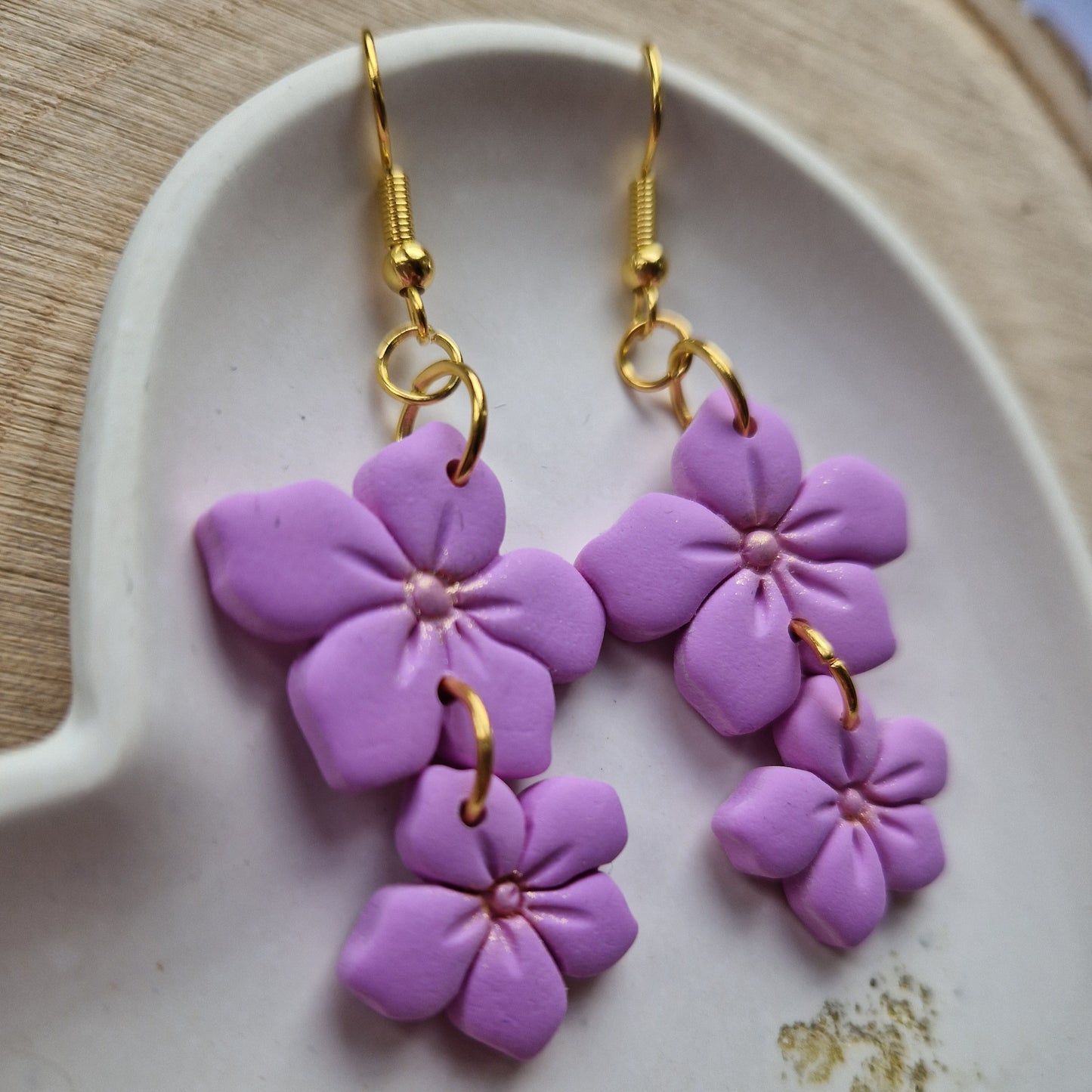 Clay Flower Earrings - Isabella in Lilac