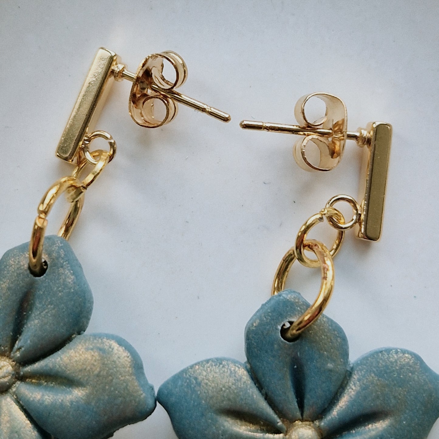 Clay Flower Earrings - Isabella in Deep Green