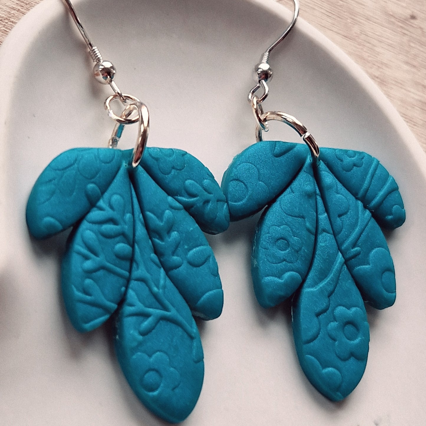 Clay Droplet Earrings - Emilia in Peacock Pearl