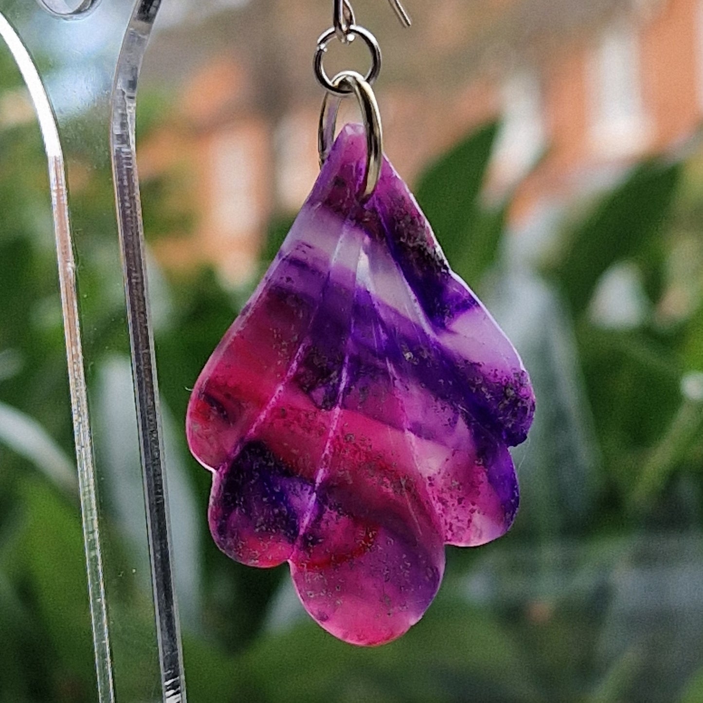 Clay Droplet Earrings - Lara in Pink and Purple
