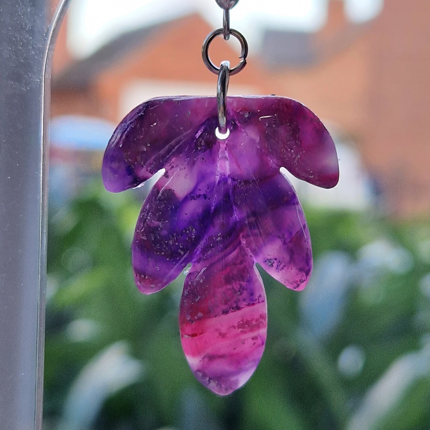 Clay Droplet Earrings - Emilia in Pink and Purple
