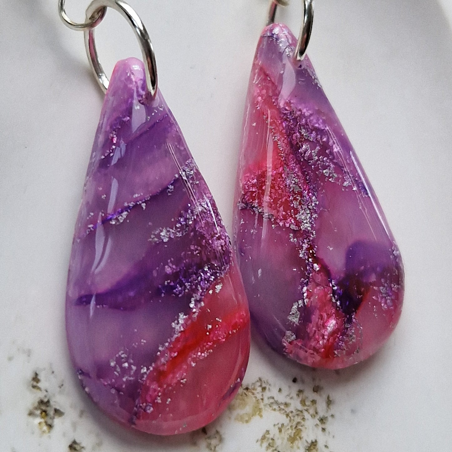 Clay Droplet Earrings - Amara in Pink and Purple
