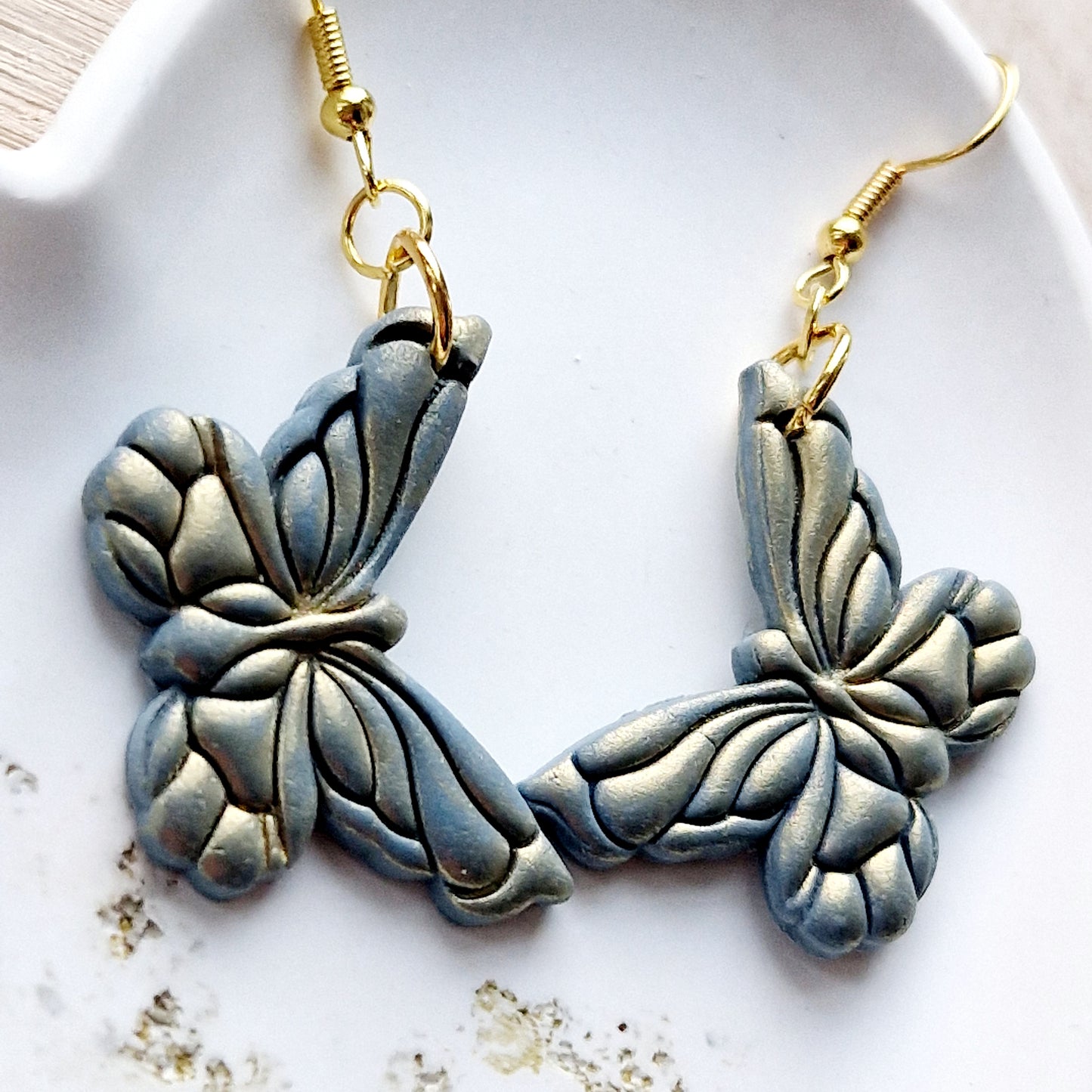 Clay Butterfly Earrings - Serena in Deep Green