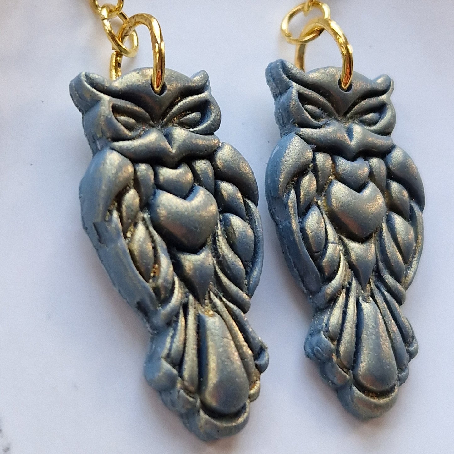Clay Owl Earrings - Leandra in Deep Green