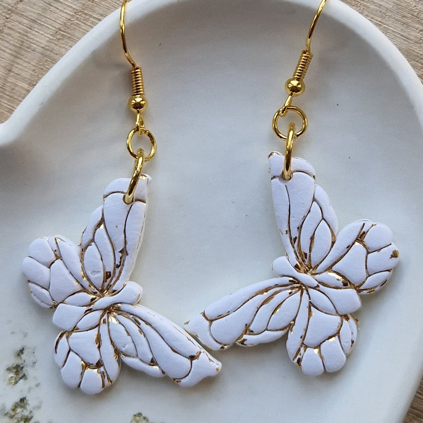 Clay Butterfly Earrings - Serena in White