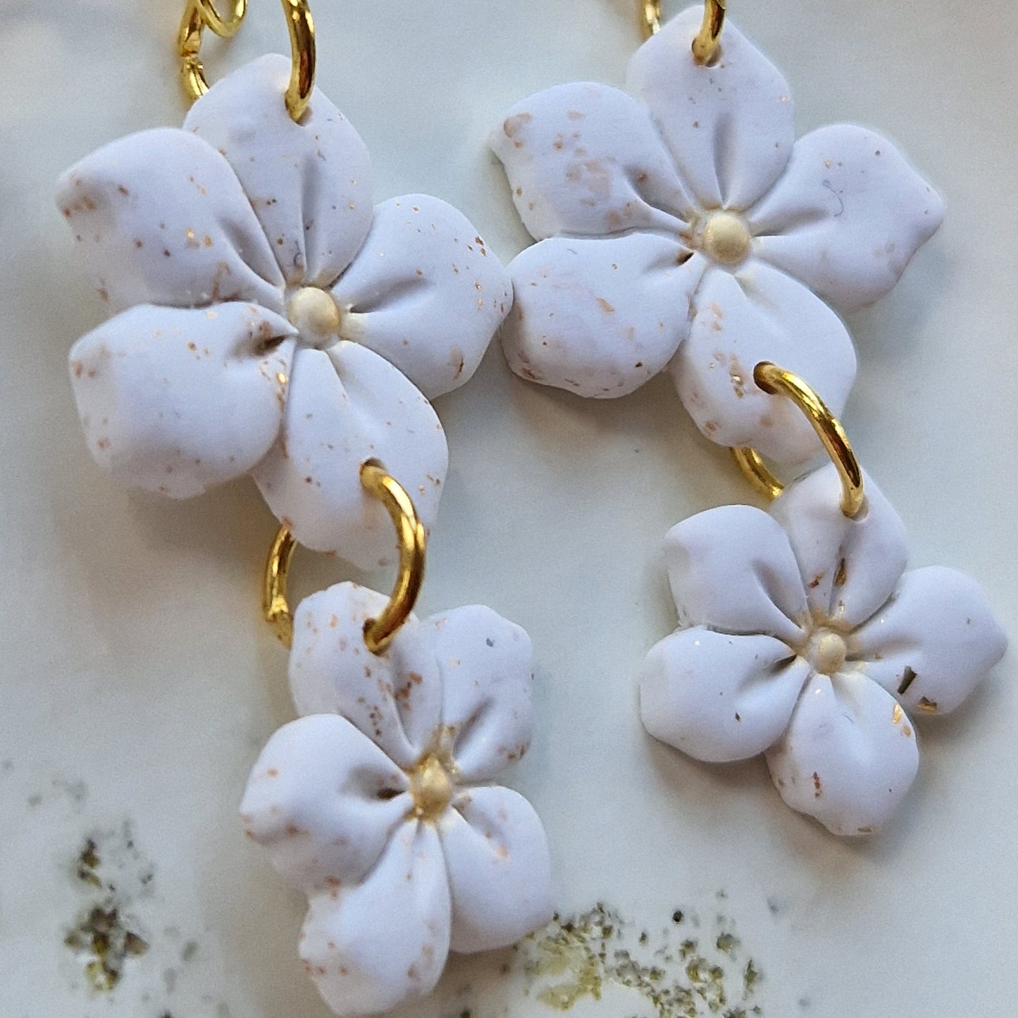 Clay Flower Earrings - Isabella in White