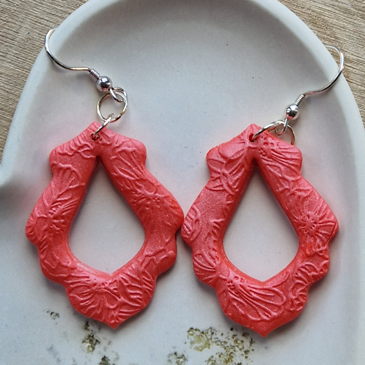 Clay Baroque Earrings - Allegra in Coral