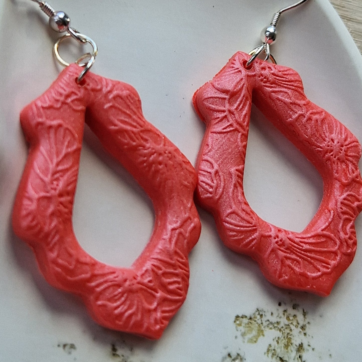 Clay Baroque Earrings - Allegra in Coral