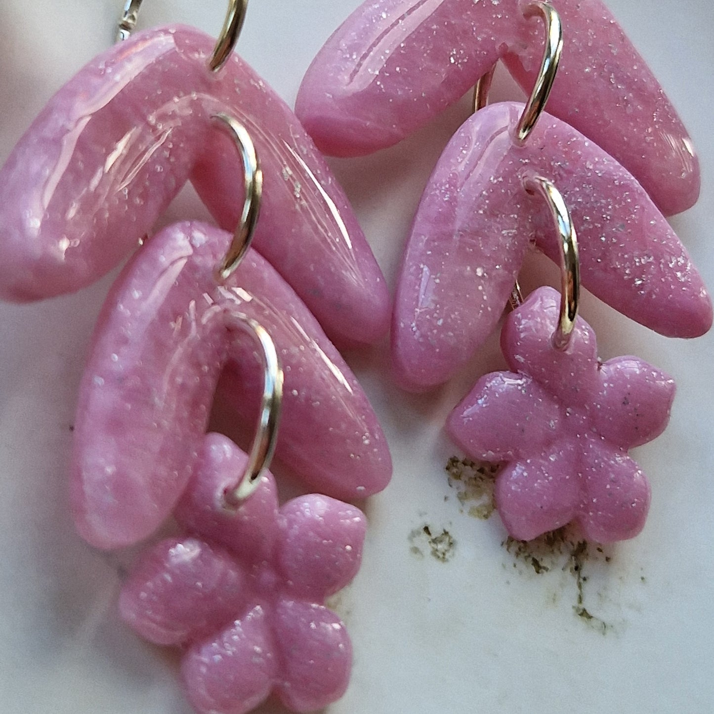 Clay Tiered Earrings - Gemma in Pale Pink