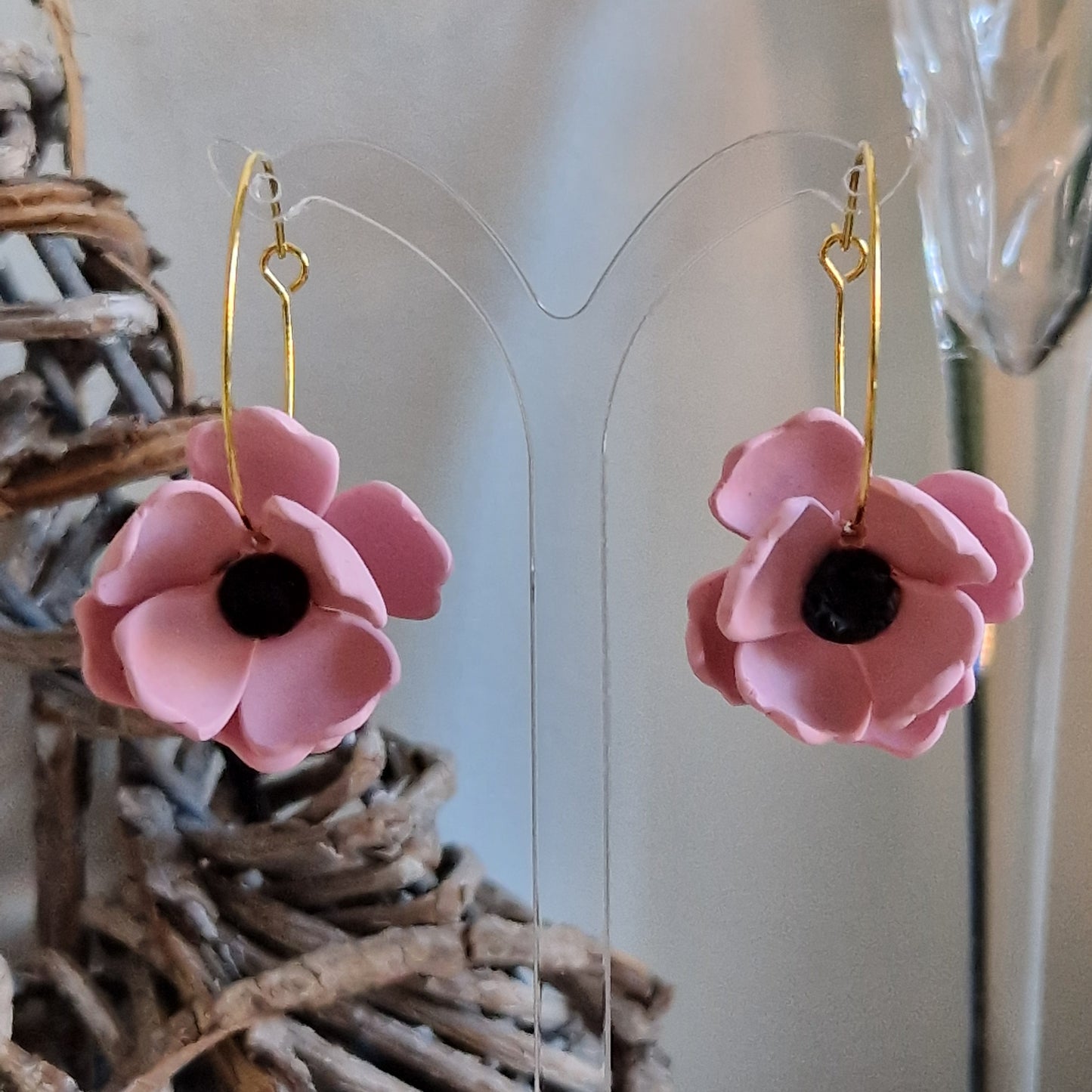 Clay Flower Earrings - Venezia in Pale Pink