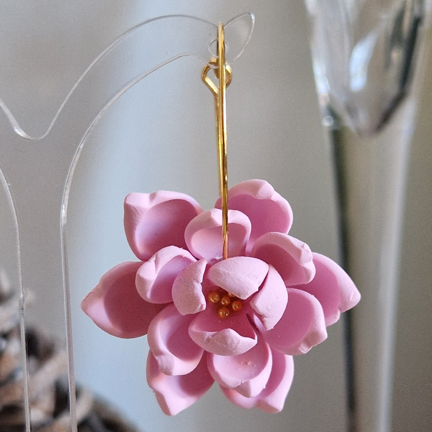 Clay Flower Earrings - Sofia in Light Pink