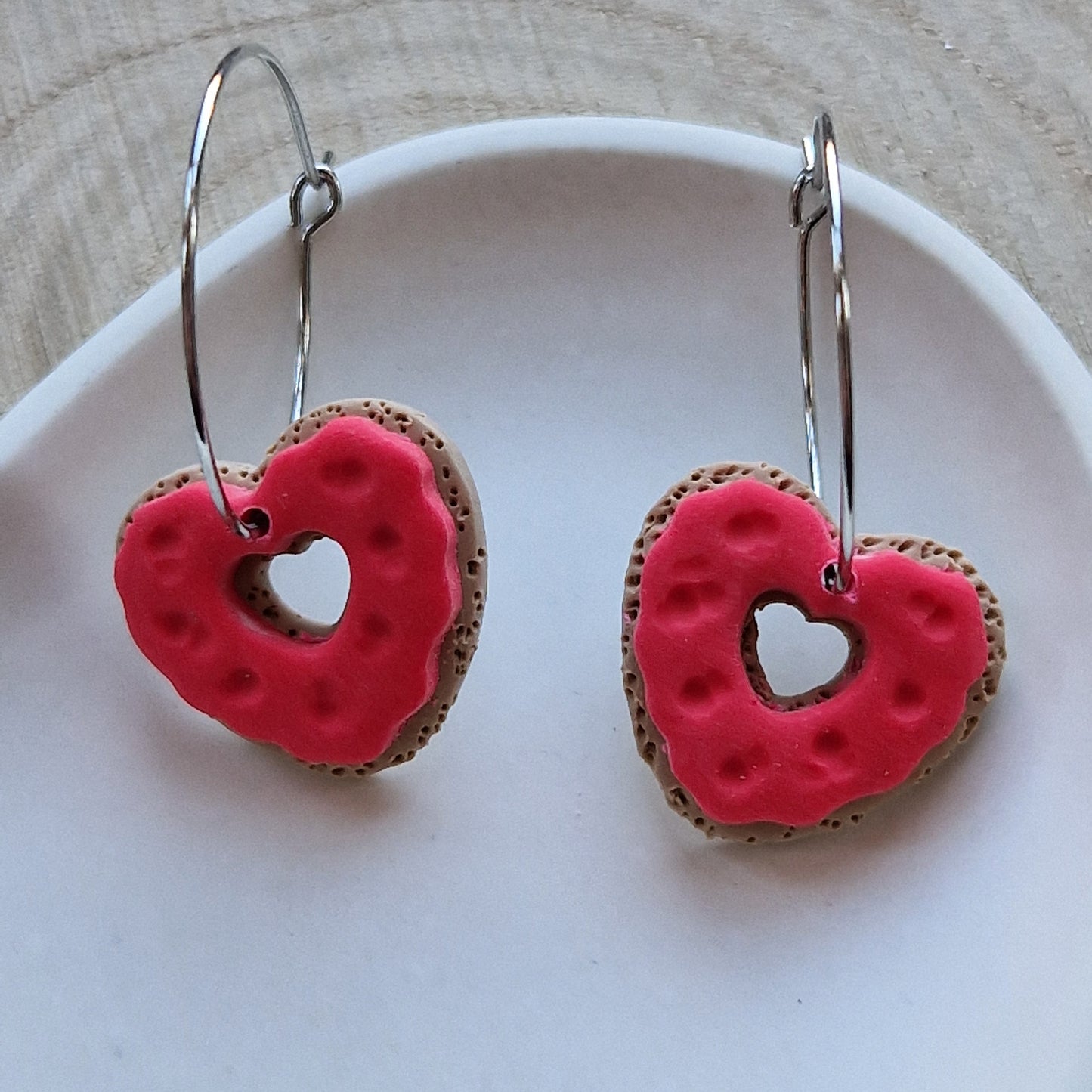 Clay Cookie Earrings - Mia in Raspberry