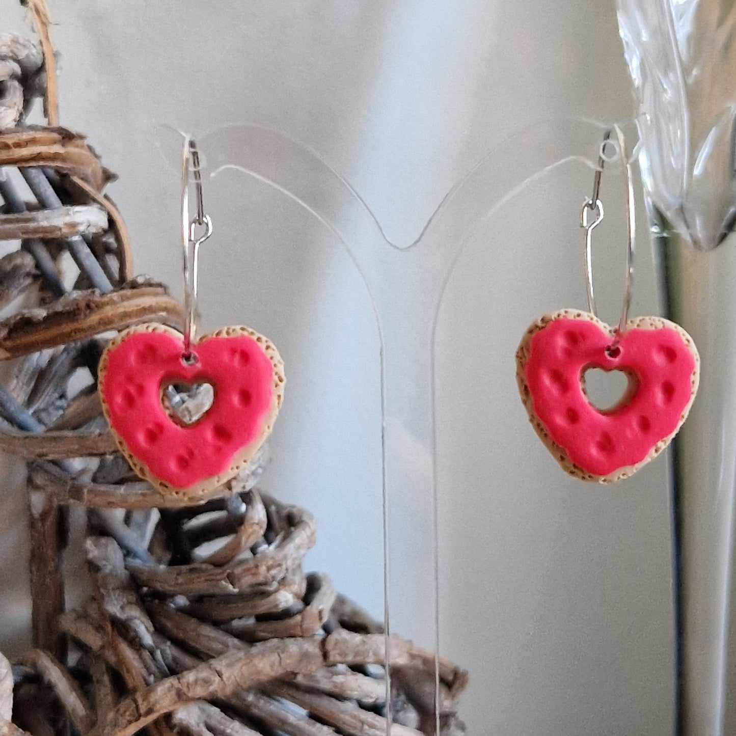 Clay Cookie Earrings - Mia in Raspberry