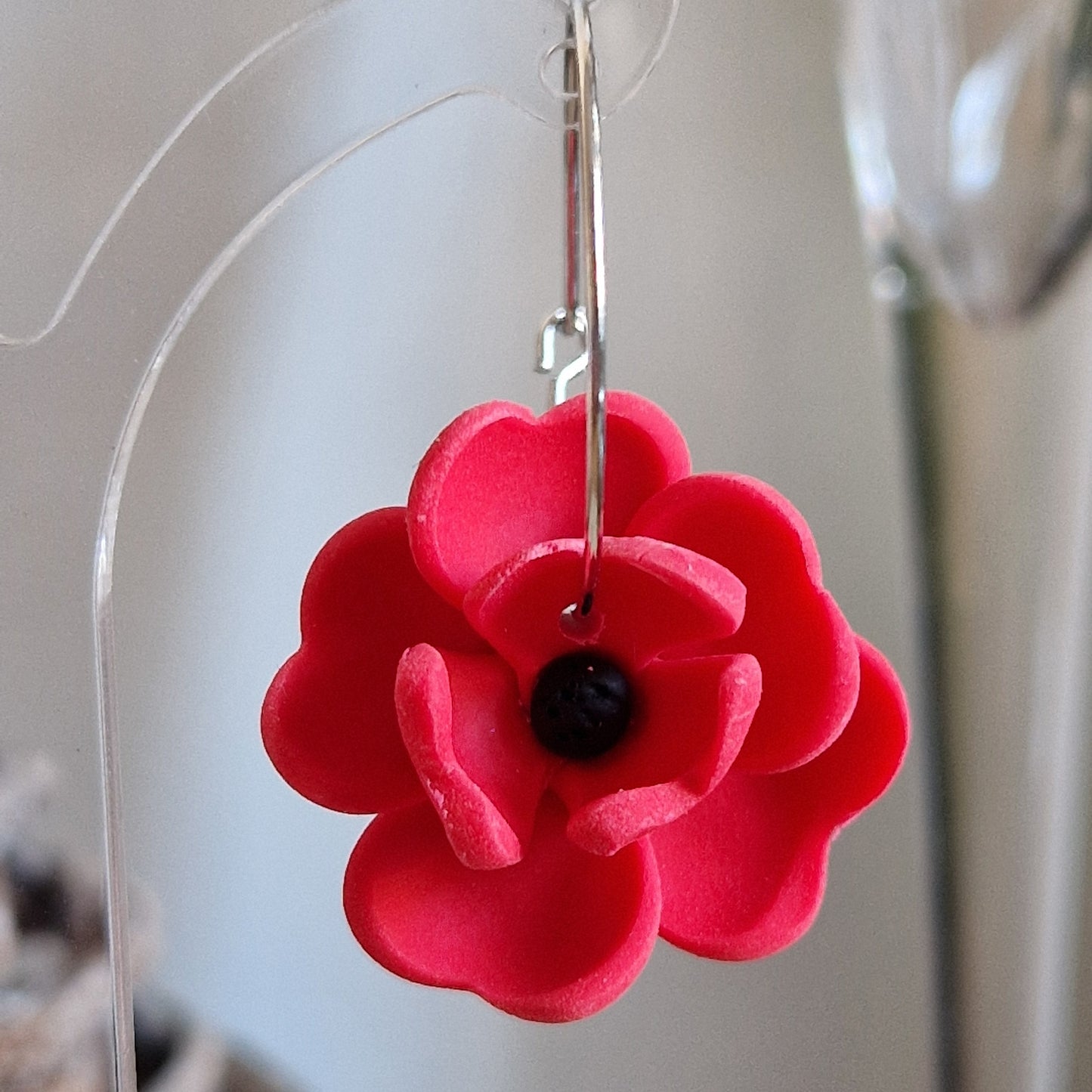 Clay Flower Earrings - Gaia in Raspberry