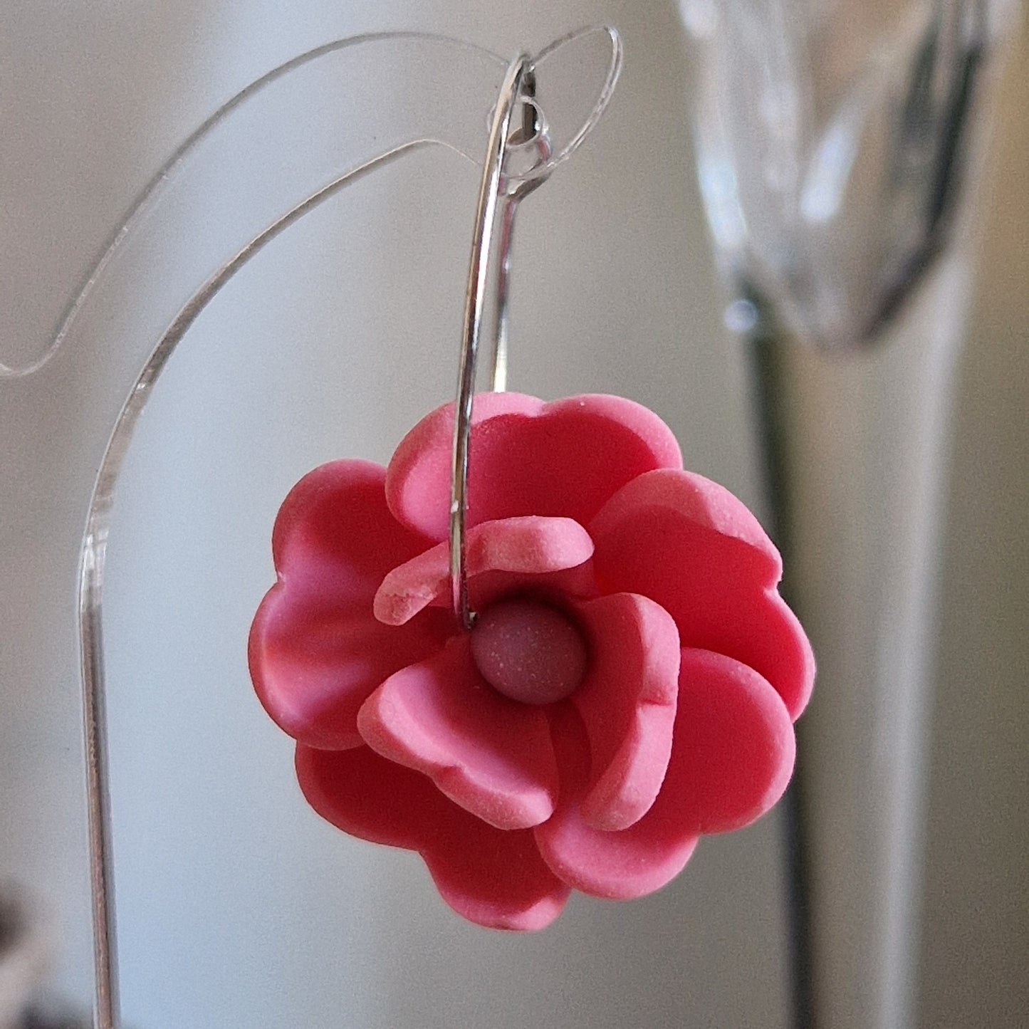 Clay Flower Earrings - Gaia in Dusky Pink