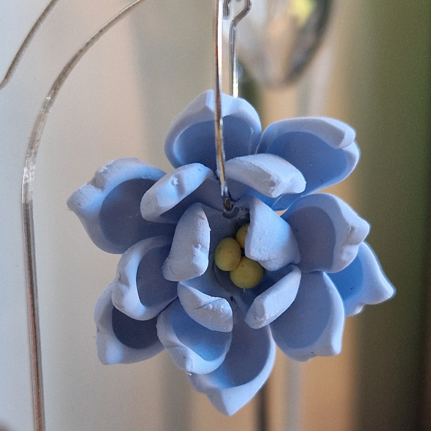 Clay Flower Earrings - Sofia in Sky Blue