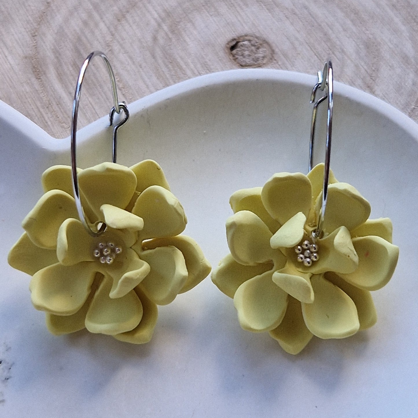Clay Flower Earrings - Milana in Lemon Yellow
