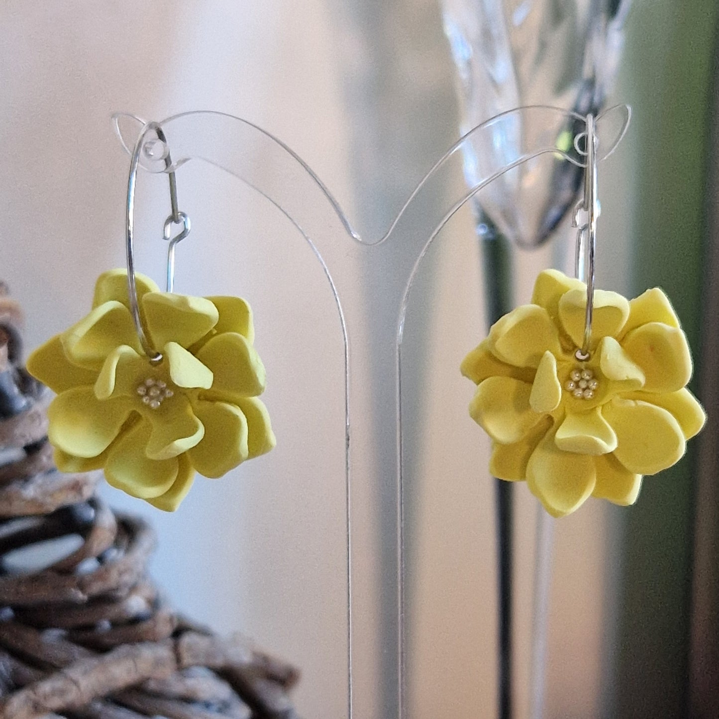 Clay Flower Earrings - Milana in Lemon Yellow