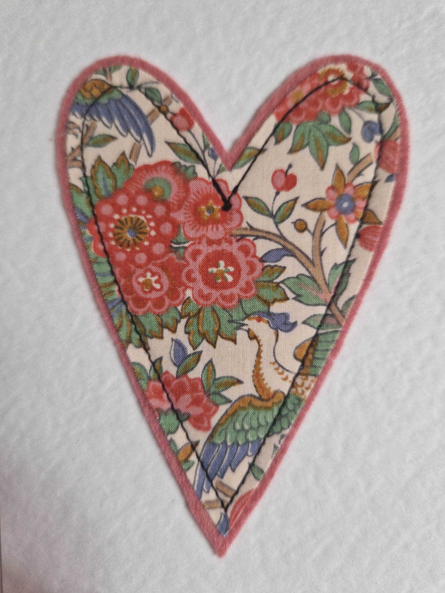Vintage Liberty Print Heart Card - Happy Birthday