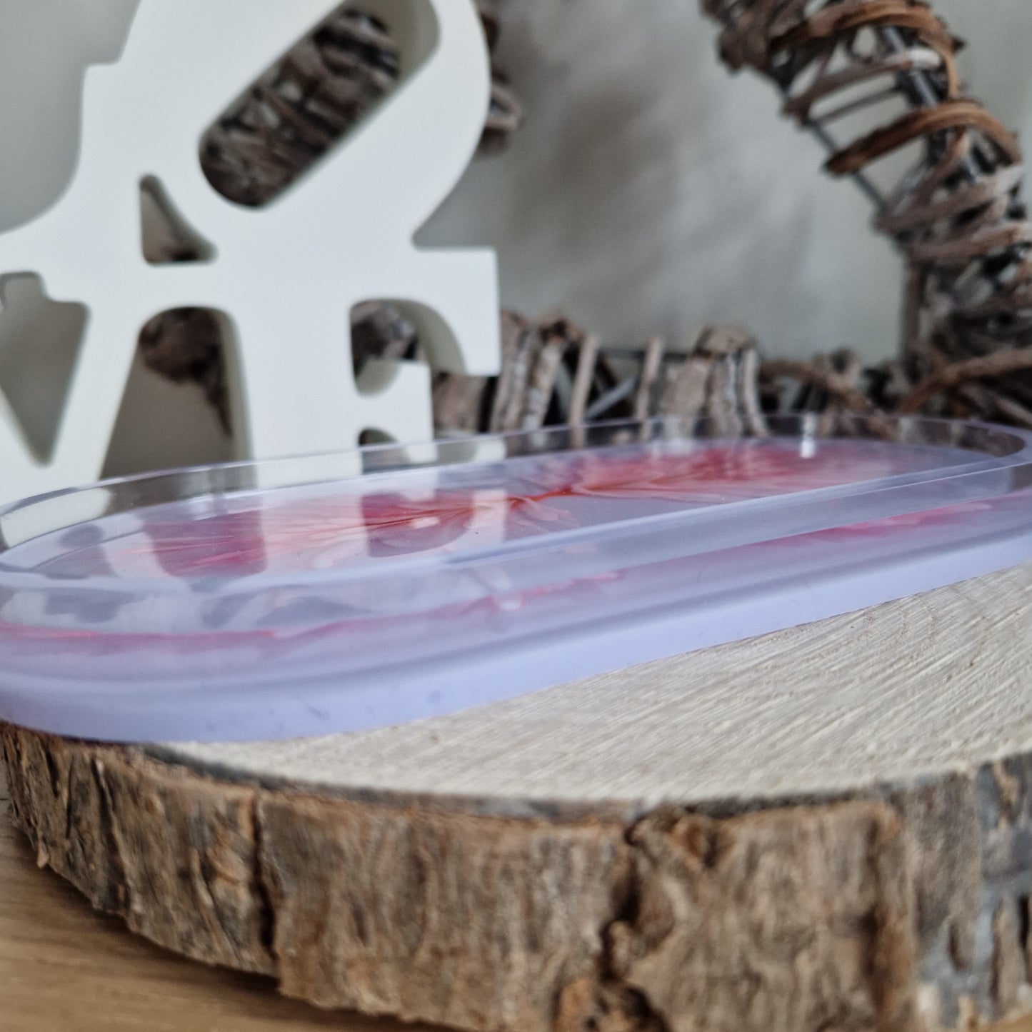 Resin Oval Trinket Dish - Pink and Lilac