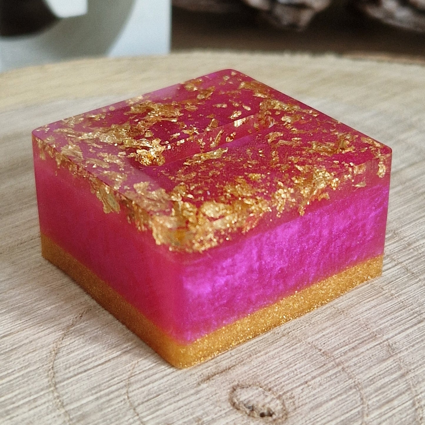 Resin Ring Holder - Hot Pink and Gold