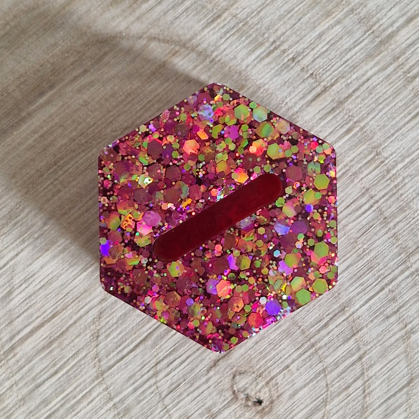 Resin Ring Holder - Ruby Red Glitter Hexagon