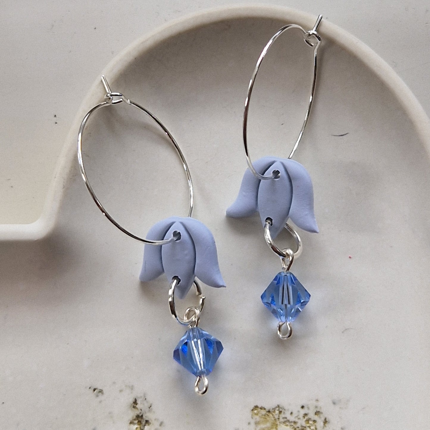 Clay Crystal Earrings - Lucia in Baby Blue