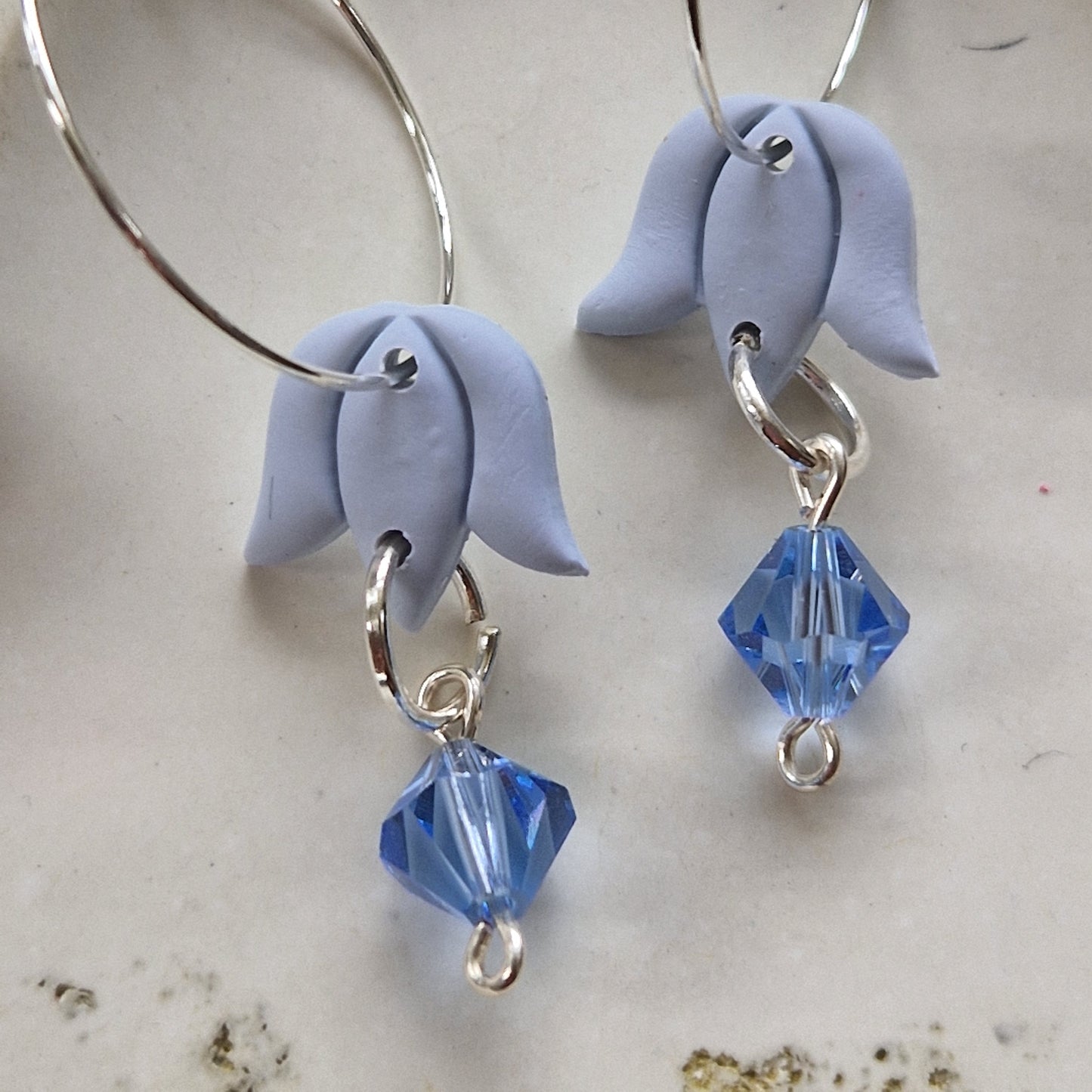 Clay Crystal Earrings - Lucia in Baby Blue