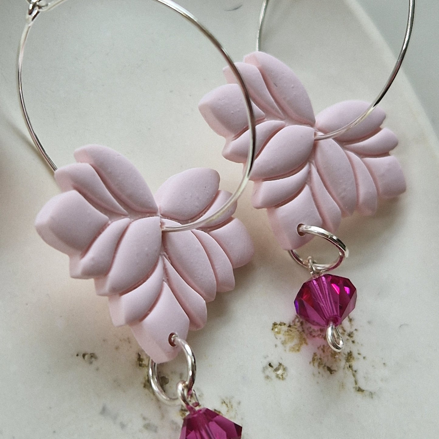 Clay Crystal Earrings - Antonia in Baby Pink