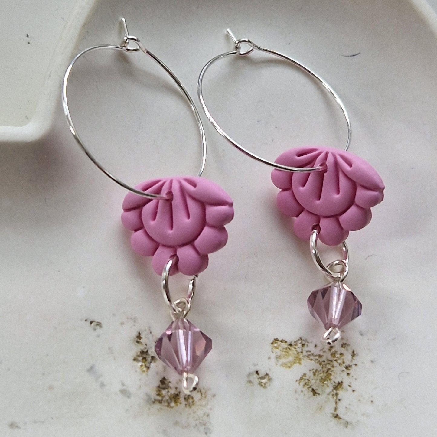 Clay Crystal Earrings - Avena in Pink