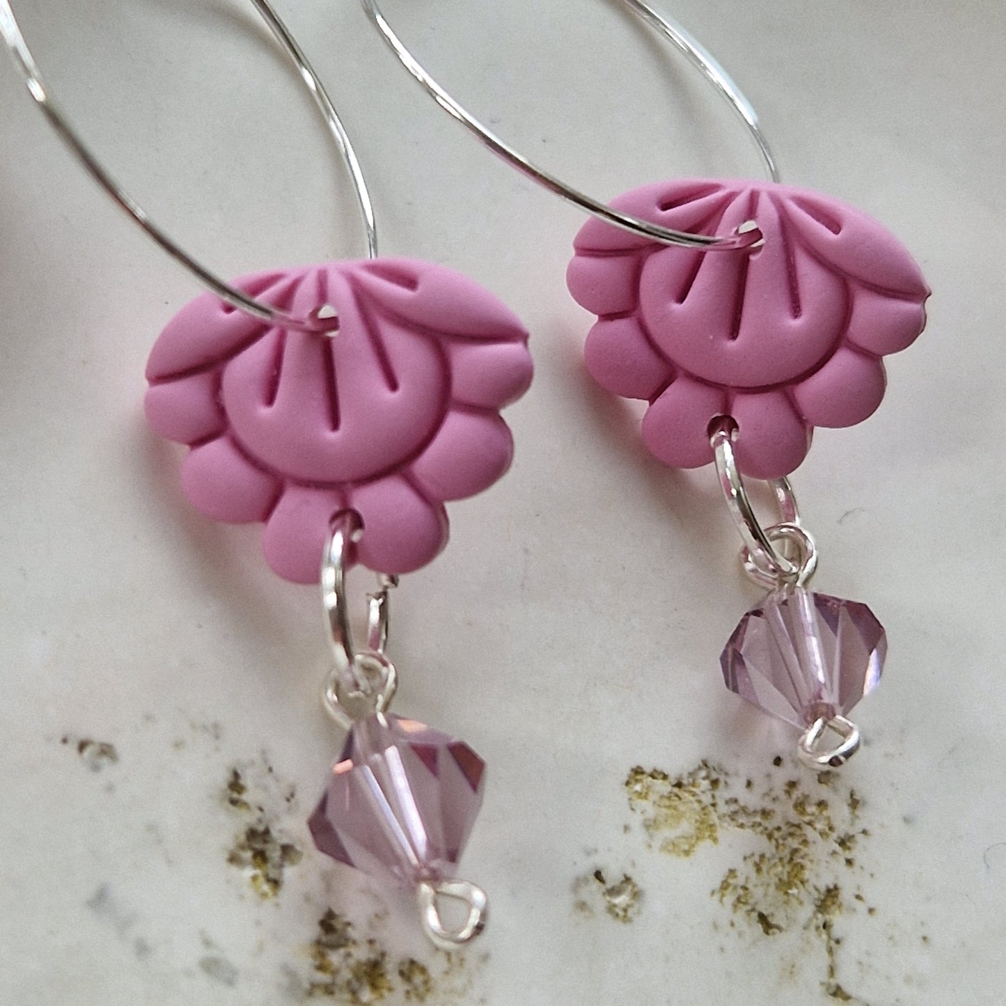 Clay Crystal Earrings - Avena in Pink