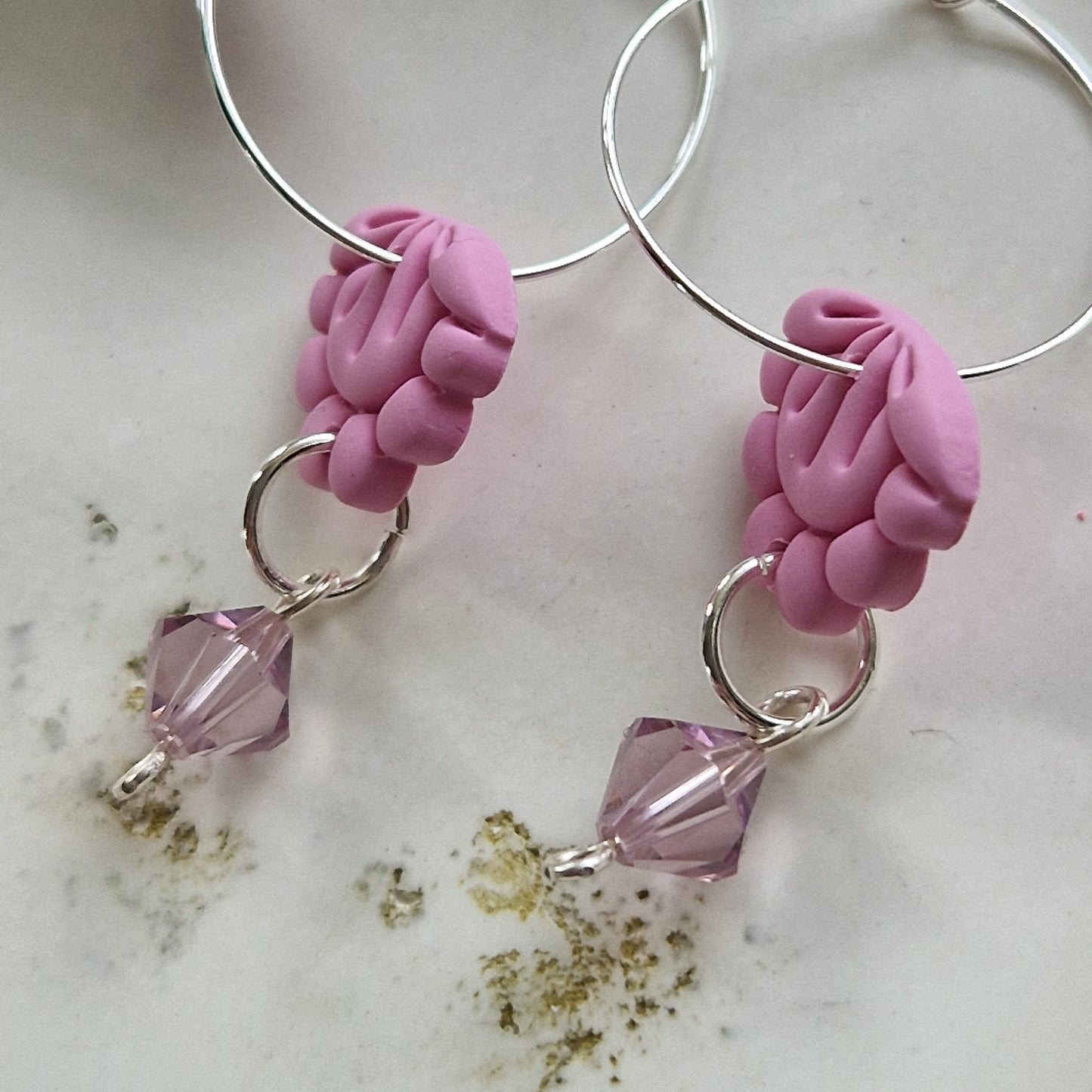 Clay Crystal Earrings - Avena in Pink