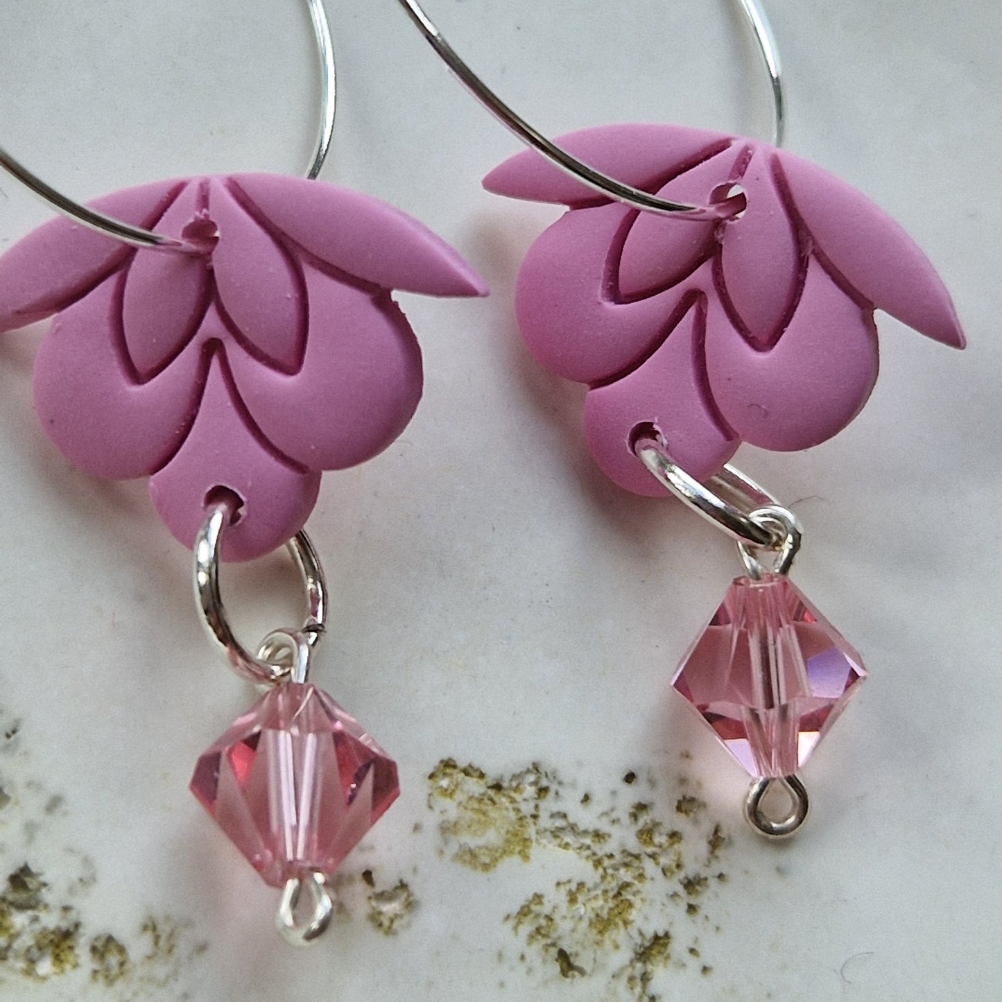 Clay Crystal Earrings - Emilia in Pink