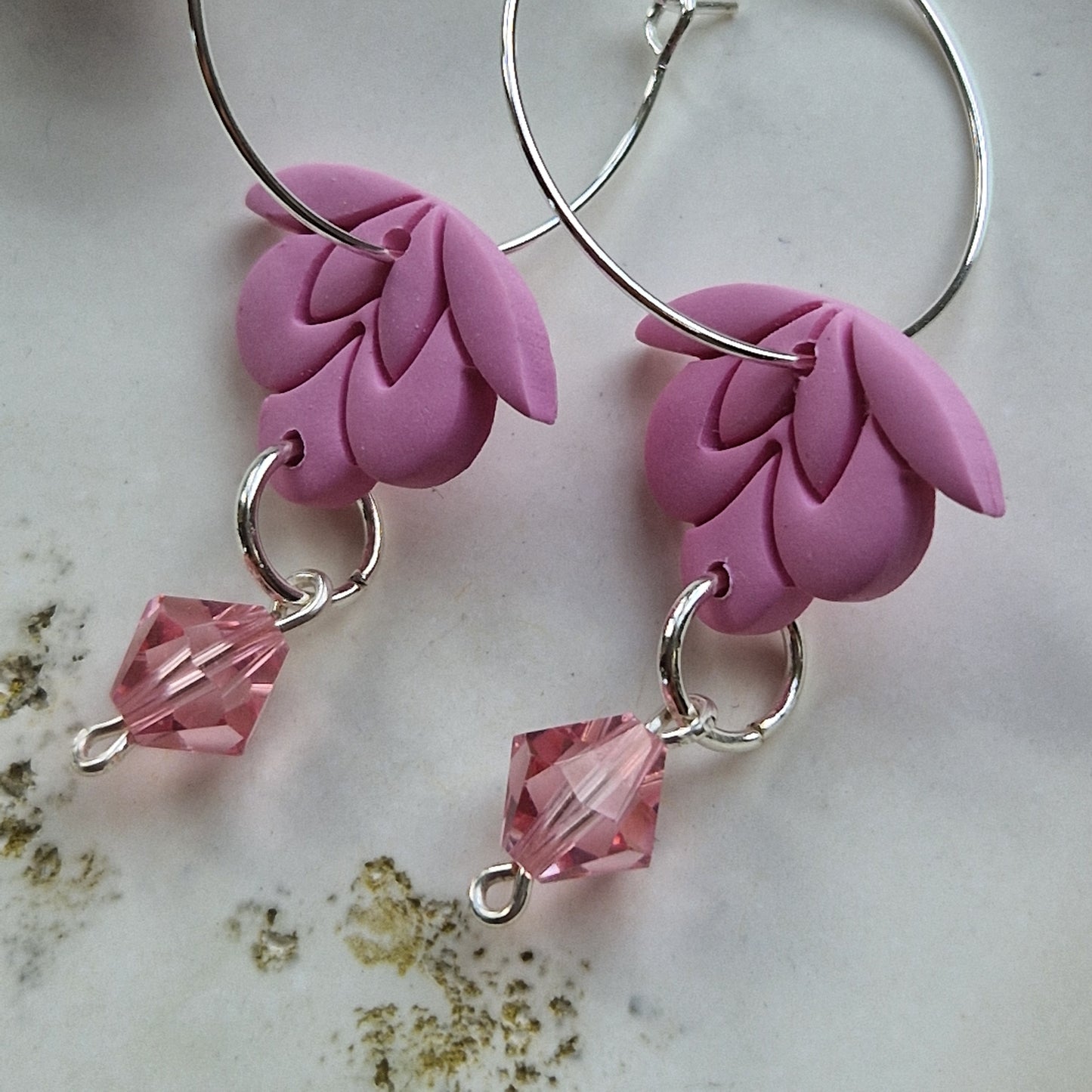Clay Crystal Earrings - Emilia in Pink