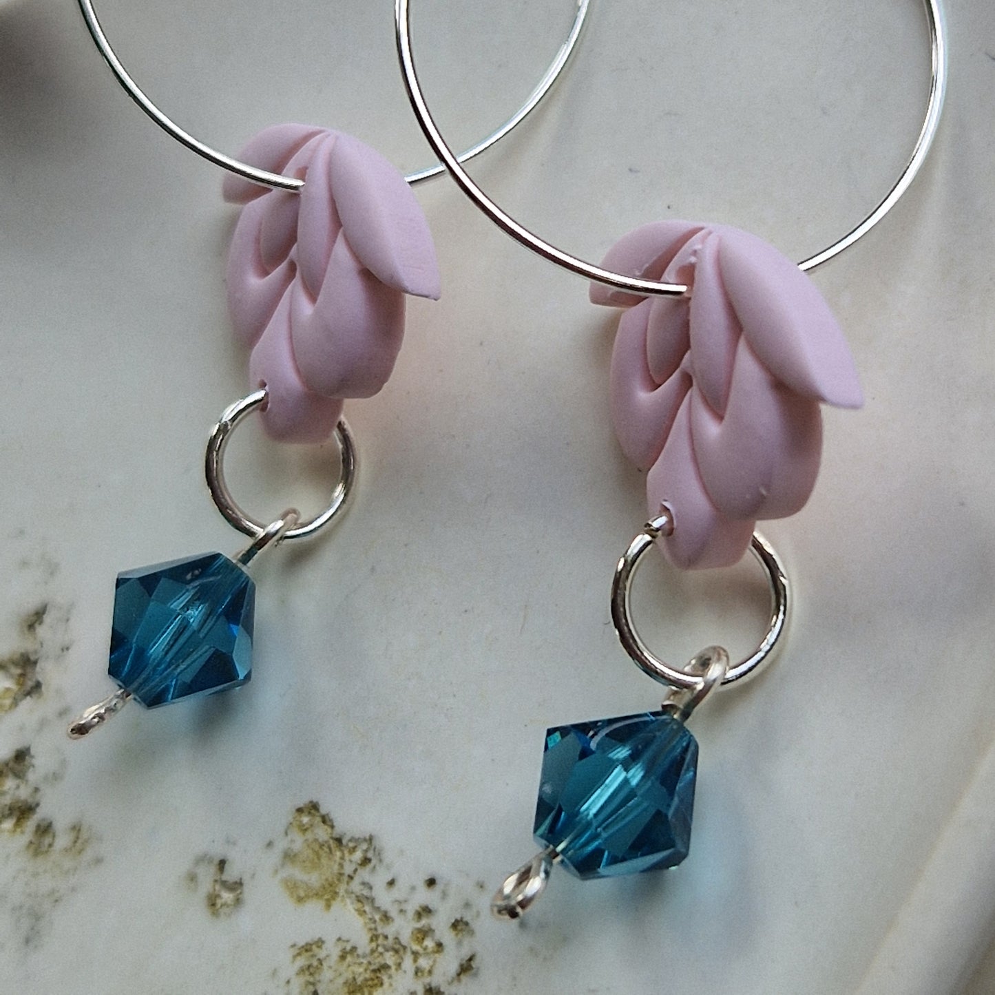 Clay Crystal Earrings - Emilia in Baby Pink