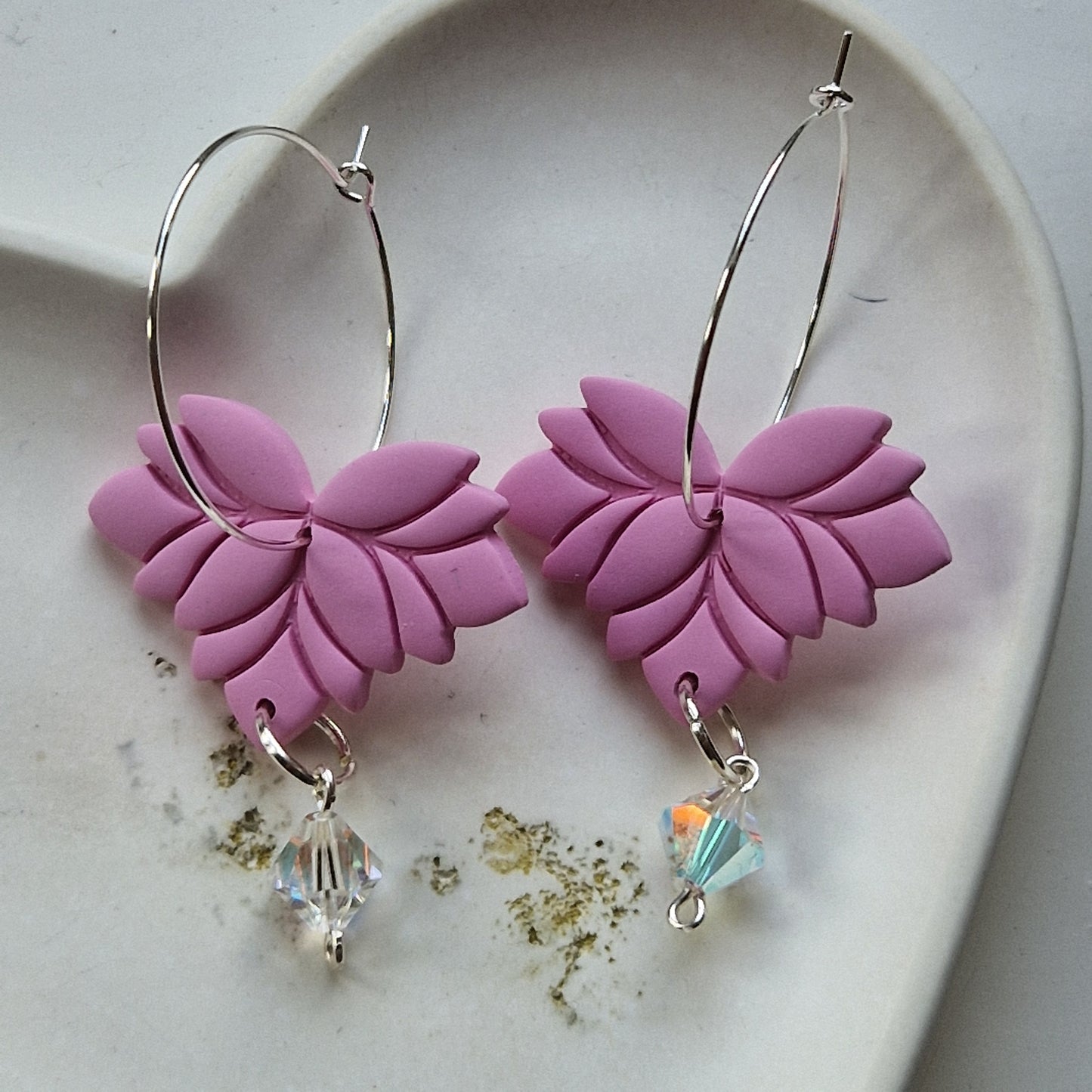 Clay Crystal Earrings - Antonia in Pink