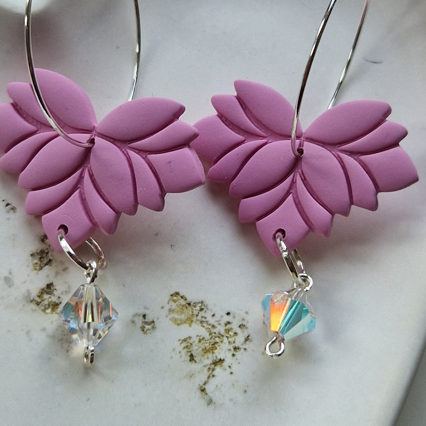 Clay Crystal Earrings - Antonia in Pink