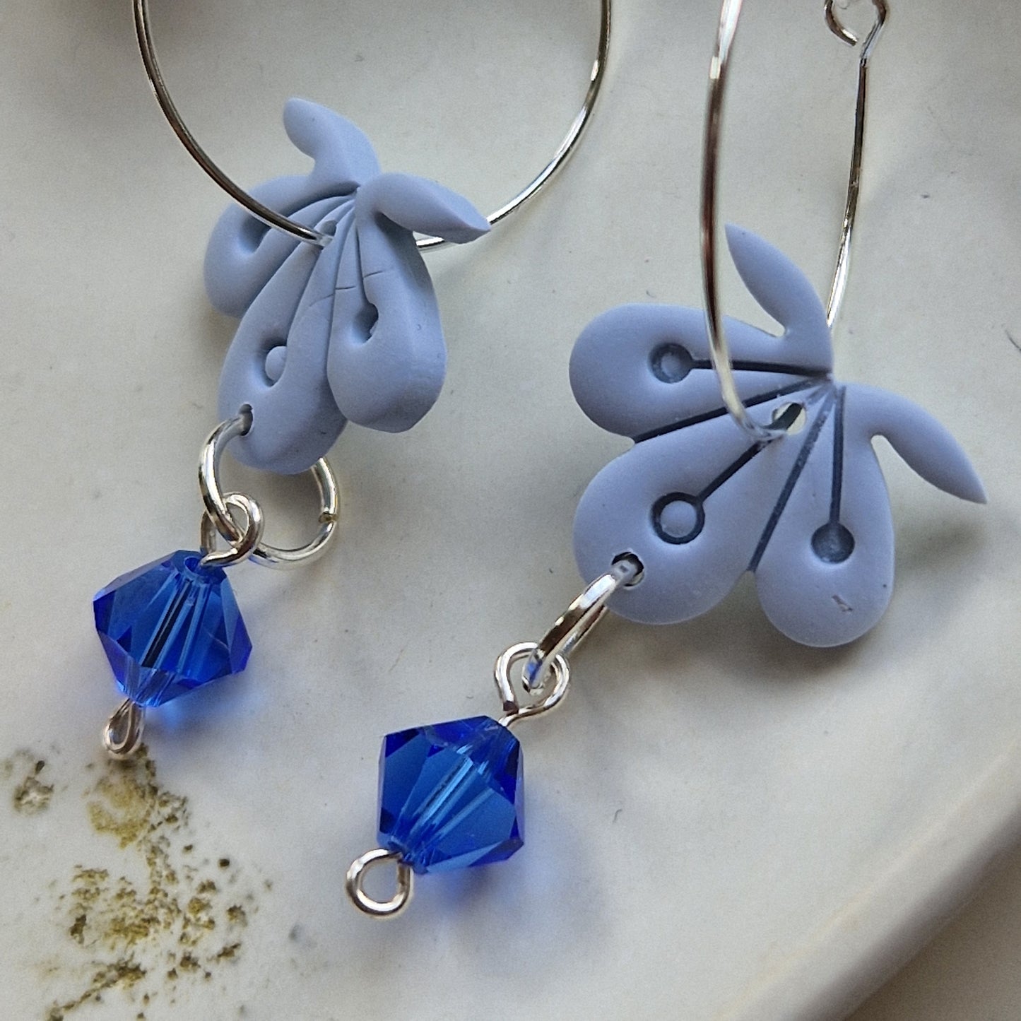 Clay Crystal Earrings - Elisa in Baby Blue