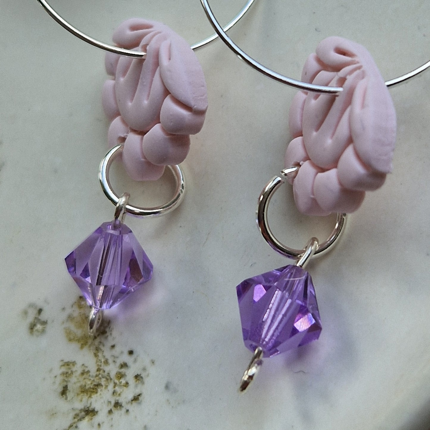 Clay Crystal Earrings - Avena in Baby Pink
