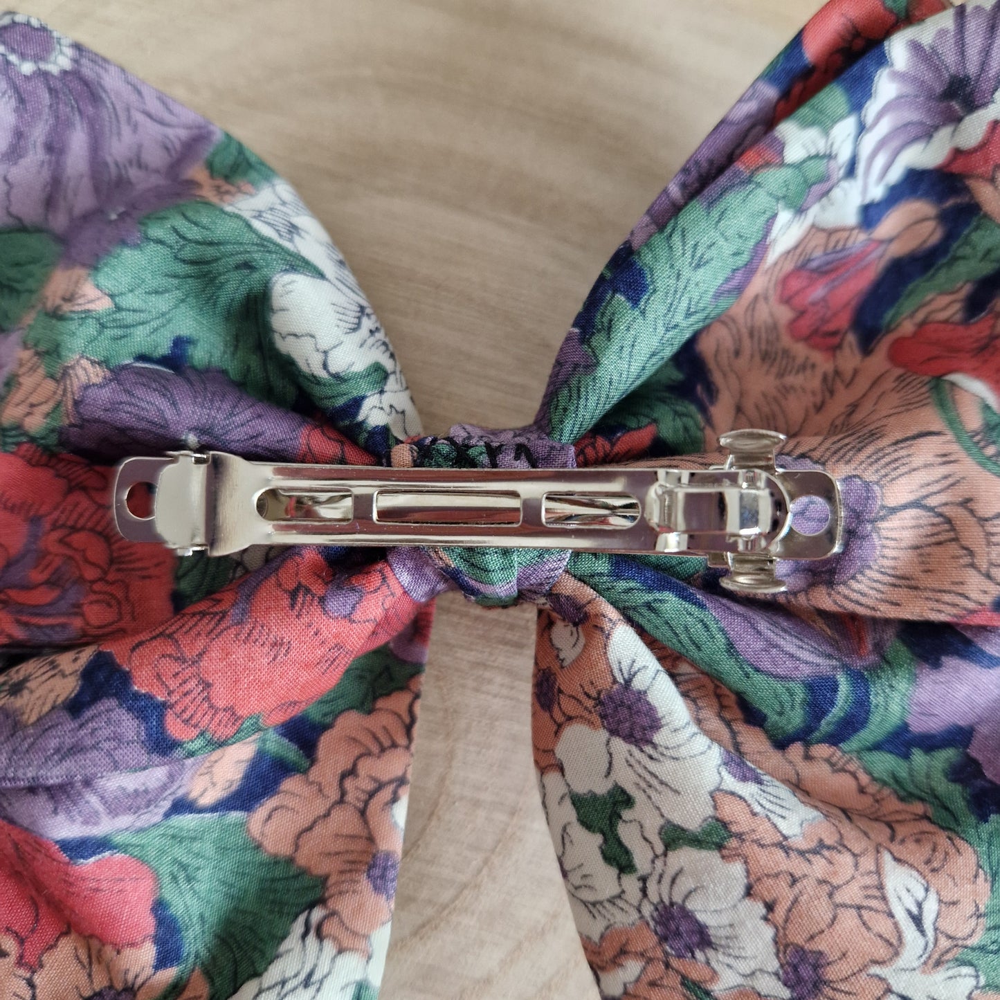 Vintage Liberty large hair bow -deep purple floral print