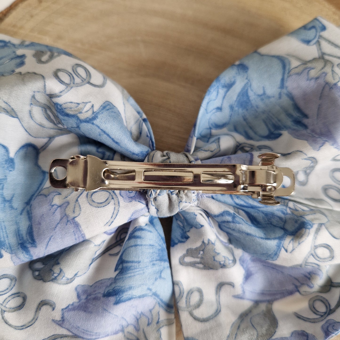 Vintage Liberty large hair bow - pale blue floral print