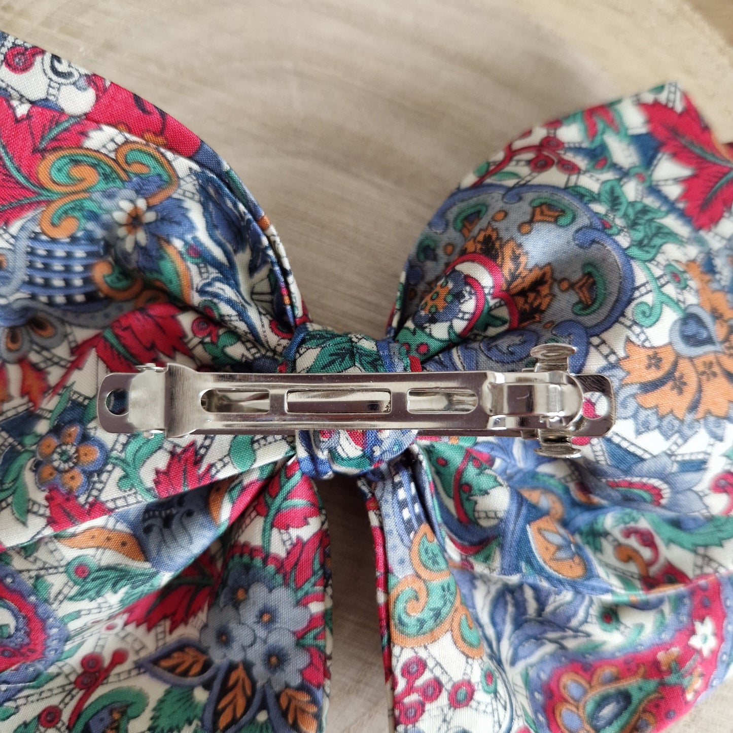 Vintage Liberty large hair bow - red and blue floral print