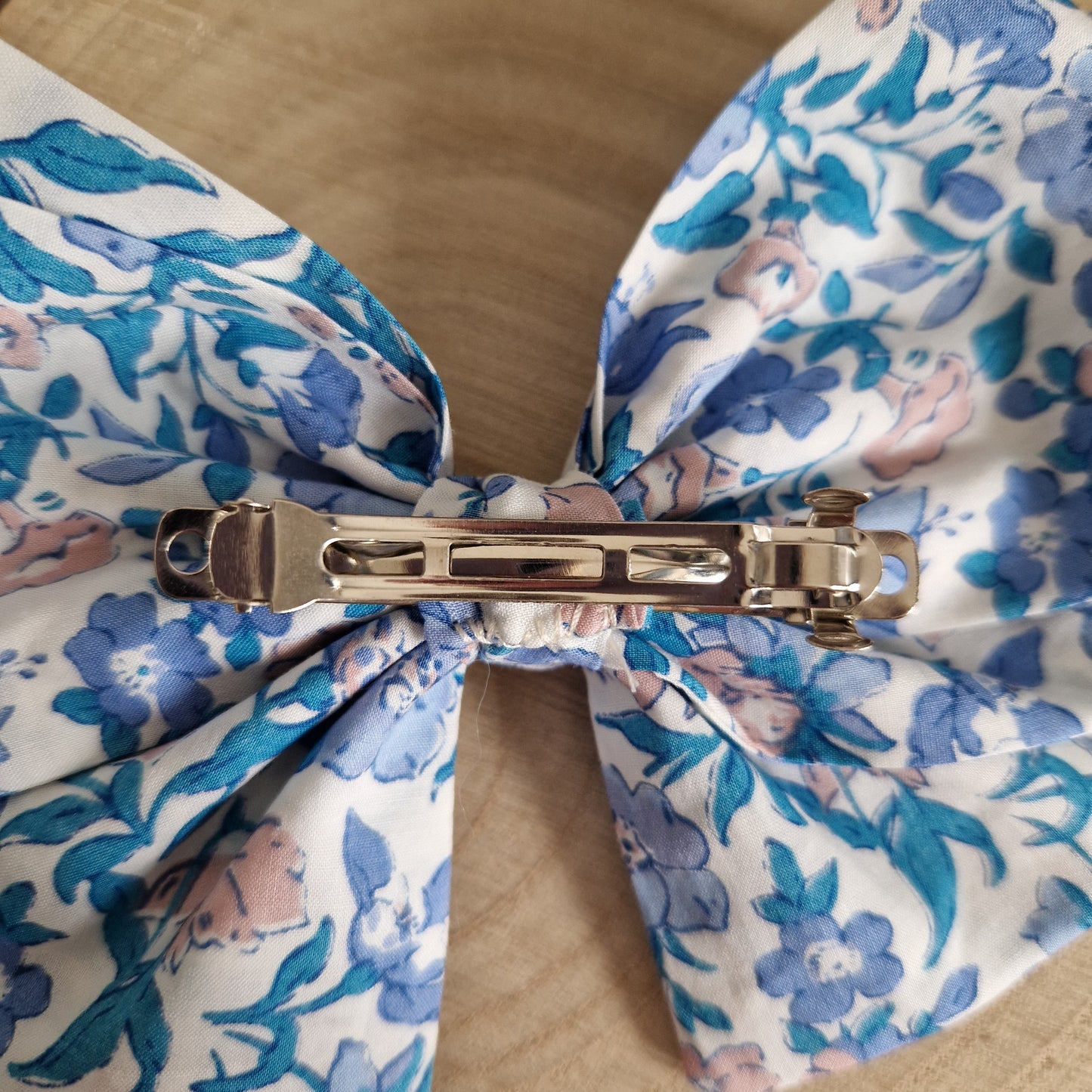 Vintage Liberty large hair bow - pink and blue floral print
