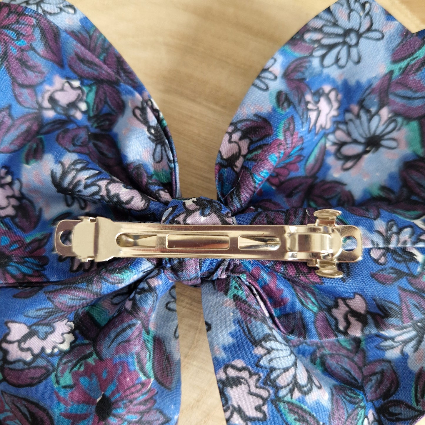 Vintage Liberty large hair bow - dark
blue floral print