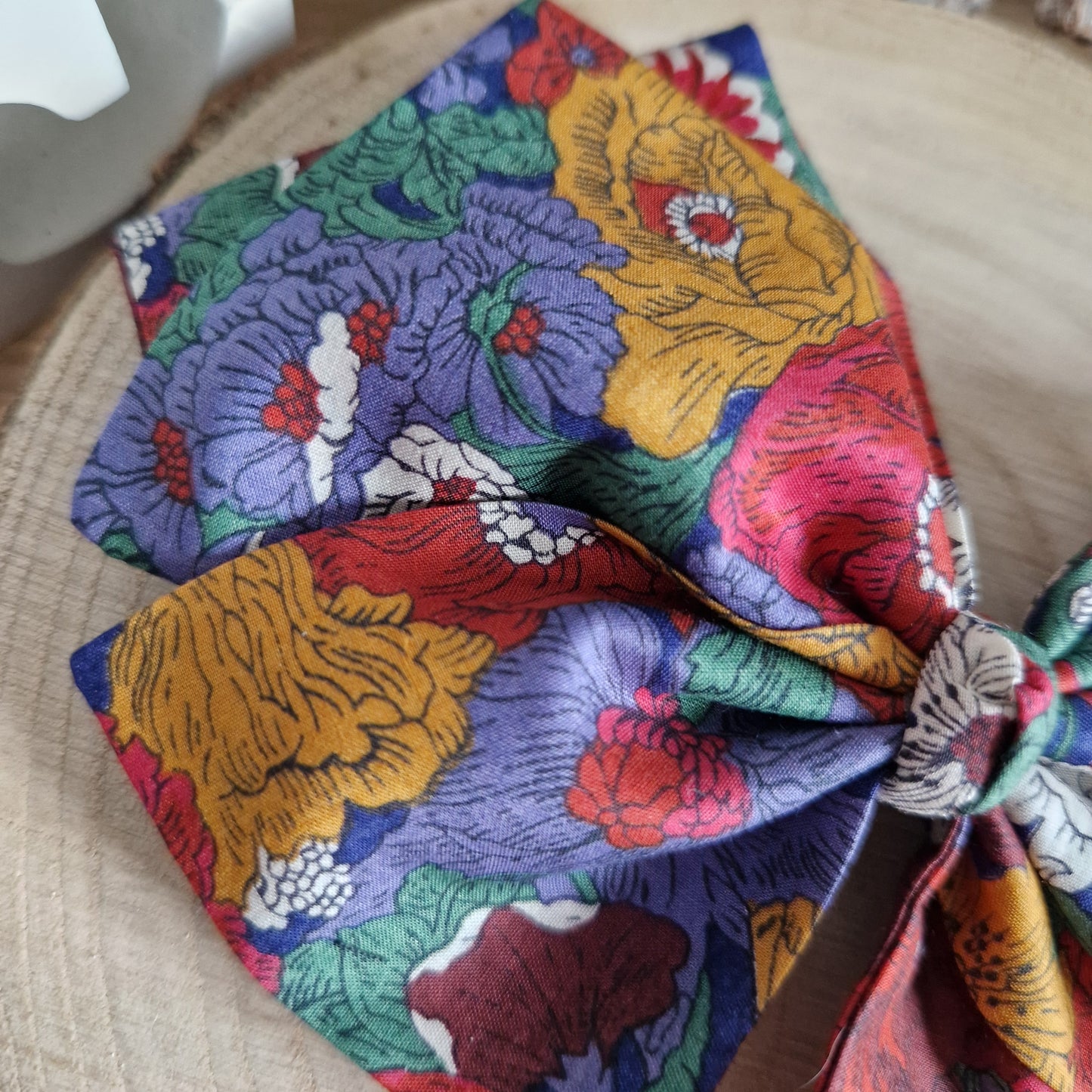 Vintage Liberty large hair bow - deep red floral print